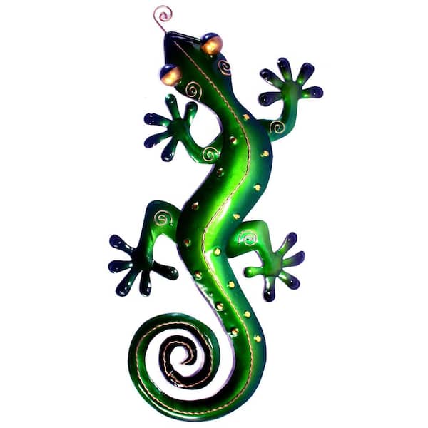 Gecko Wall Hanging Bright Blue Gecko Eleven Inches Metal Regal Art 