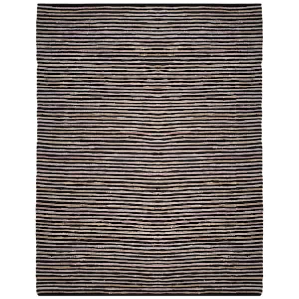 SAFAVIEH Rag Rug Black/Multi 8 ft. x 10 ft. Striped Gradient Area Rug