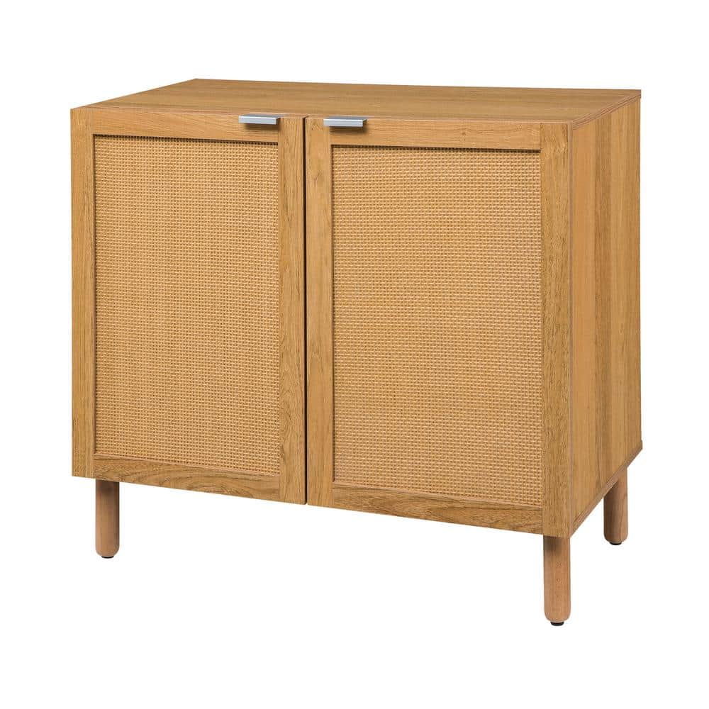 Sango Orre Contemporary Mixed Material Rattan 2-Door Cabinet, Brown