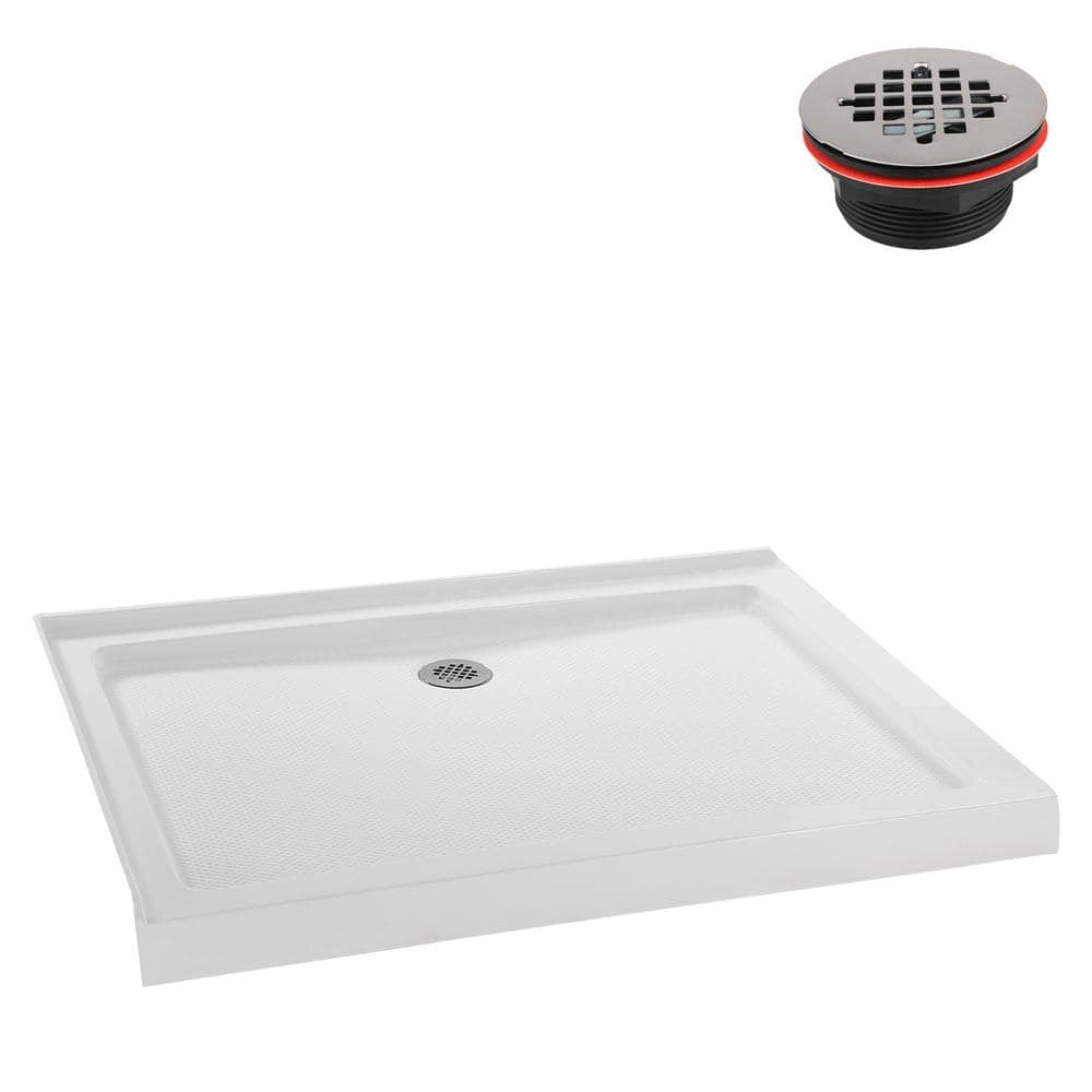 48'' White Acrylic Rectangular Corner Shower Base with Right Drain