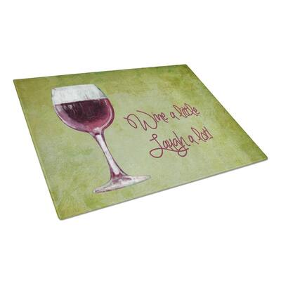 Wine a Little Laugh a Lot Tempered Glass Large Cutting Board