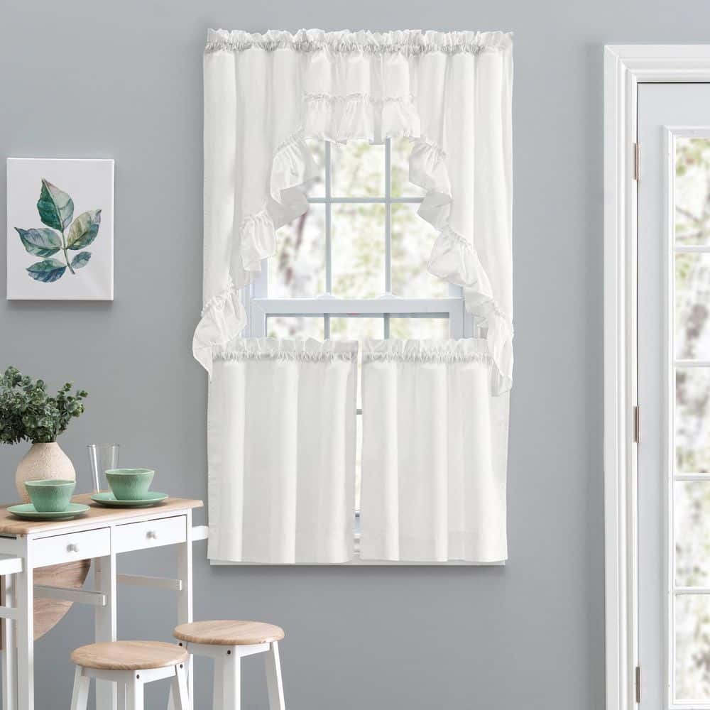Stacey Ice Cream Sheer Rod Pocket Window Tier Pair