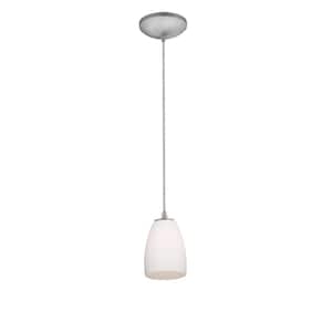 Sherry 1-Light Brushed Steel Metal Pendant with Opal Glass Shade