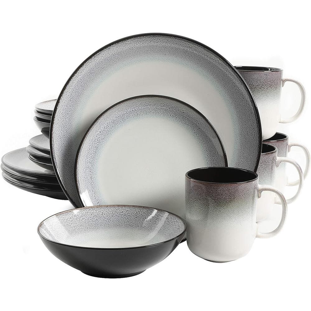 GIBSON elite Rings of Saturn 16 Piece Reactive Glaze Stoneware Dinnerware Set in Teal 985121031M