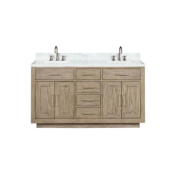 Lexora Condor 60 in W x 22 in D Grey Oak Double Bath Vanity, Carrara