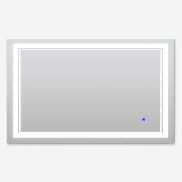 Unbranded Modern 60 in. W x 40 in. H Rectangle Silver LED Lighted Frameless Wall Mirror with High Lumen and Anti-Fog