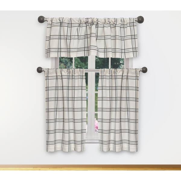 Duck River Black Plaid Rod Pocket Room Darkening Curtain - 15 in. W x 58 in. L (Set of 3)