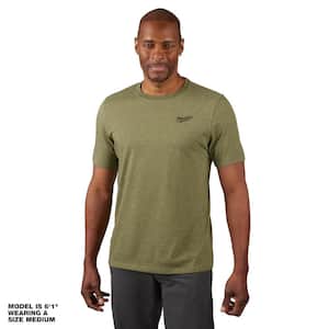 Men's Large Green Cotton/Polyester Short-Sleeve Hybrid Work T-Shirt