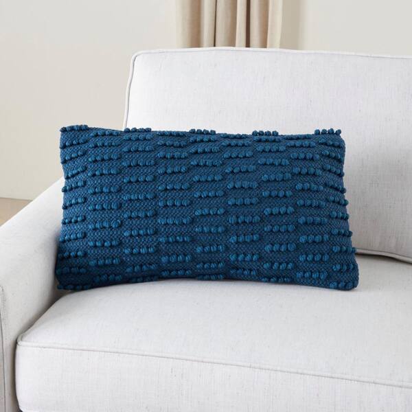 navy textured throw pillow