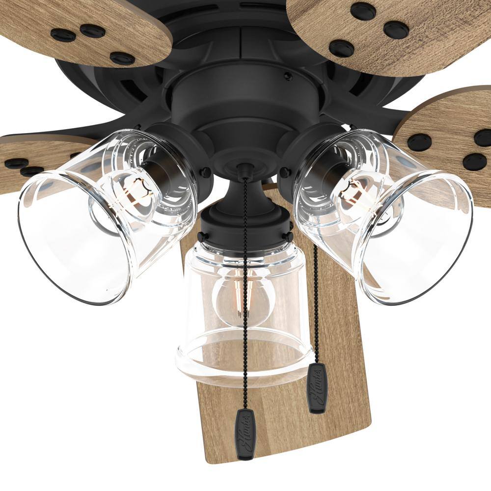 Matte Black and Golden Maple 52" Ceiling Fan with LED Light