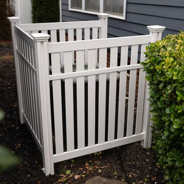 Enclo Privacy Screens Hartford 4ft White Vinyl Privacy Screen, No-Dig A/C Unit Hider