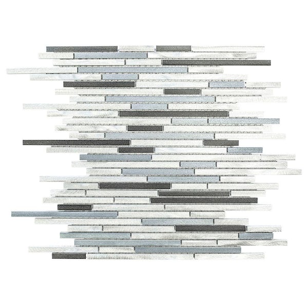 Jeffrey Court Racing Silver 11.75 in. x 16 in. Metal Mosaic Wall Tile (1.29 sq. ft./Each)