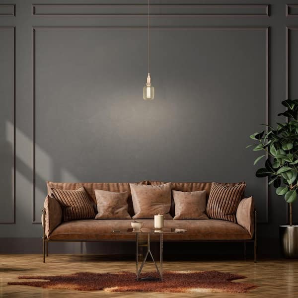 25W Equivalent Dimmable Vintage Oversized E26 LED Light Bulb With Mesh Cage Acrylic Filament Matte Gold Soft White 2700K