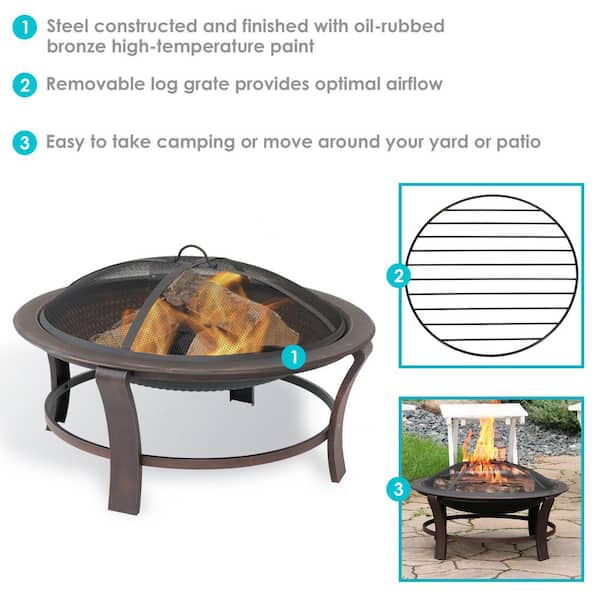 Sunnydaze 17 in. H. Steel Elevated Outdoor Fire Pit Bowl