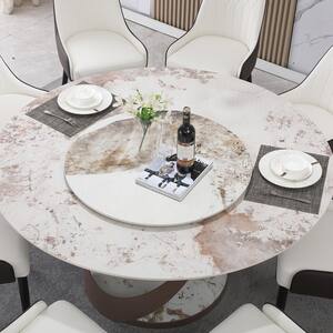 J&E Home 53.15 in. White Modern Round Sintered Stone Top Dining Table with  Carbon Steel Base Seats 6 PVS-DT010JX01 - The Home Depot