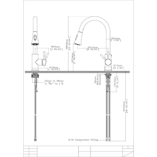 Single Handle Pull Down Sprayer Kitchen Faucet in Chrome