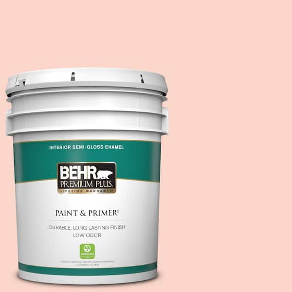 BEHR PREMIUM PLUS 5 gal. #P180-1 Deco Shell Semi-Gloss Enamel Low Odor Interior Paint & Primer
