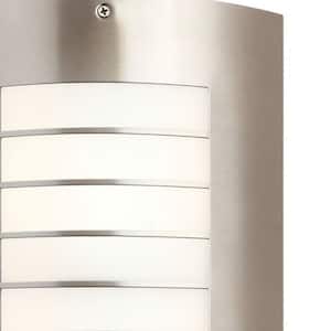 Newport 15.25 in. 1-Light Brushed Nickel Outdoor Hardwired Wall Lantern Sconce with No Bulbs Included (1-Pack)