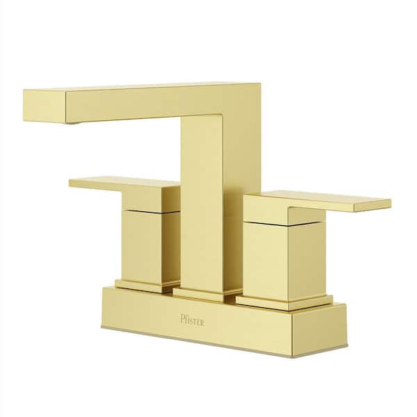 Dumont 4 in. Centerset Double Handle Bathroom Sink Faucet in Spot Defense Brushed Gold