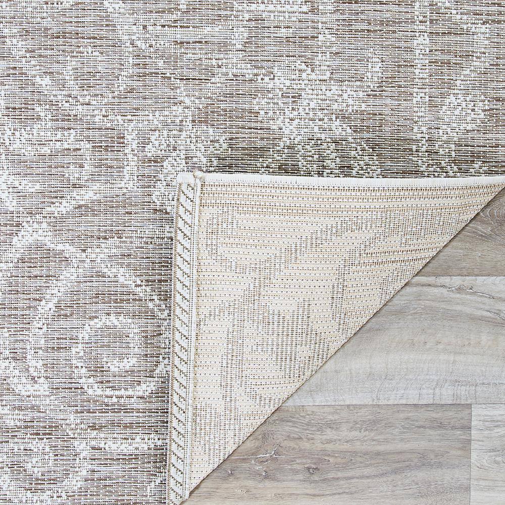 Cocoa Natural Geometric Flatwoven Synthetic Area Rug 3'9" x 5'5"