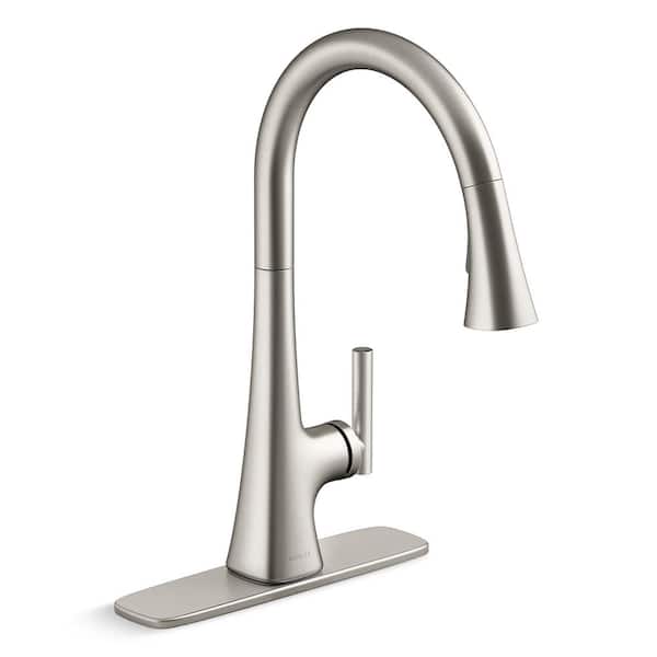 KOHLER Conti Single Handle Pull Down Sprayer Kitchen Faucet in Vibrant Stainless