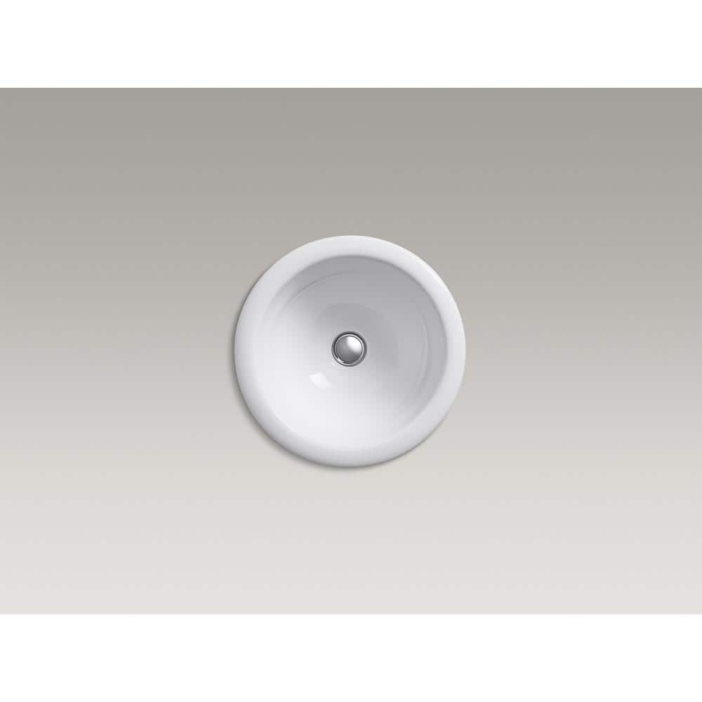 Compass White Ceramic Round Dual Mount Bathroom Sink