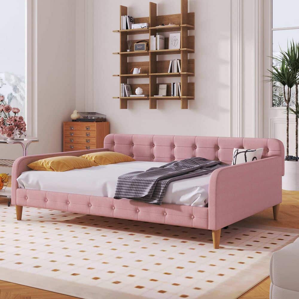 Pink Full Size Daybed with 4-Support Legs