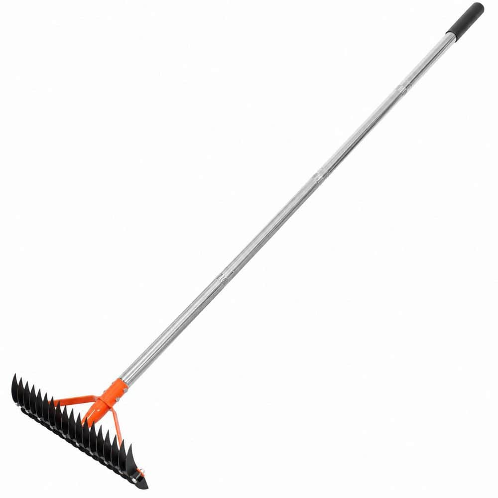 Double Headed Spring Rake Misopily 62.5 in. Stainless Steel Handle Dethatching Rake Tempered ...