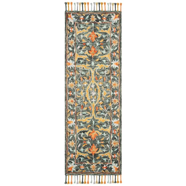 SAFAVIEH Aspen Olive/Rust 2 ft. x 7 ft. Border Runner Rug