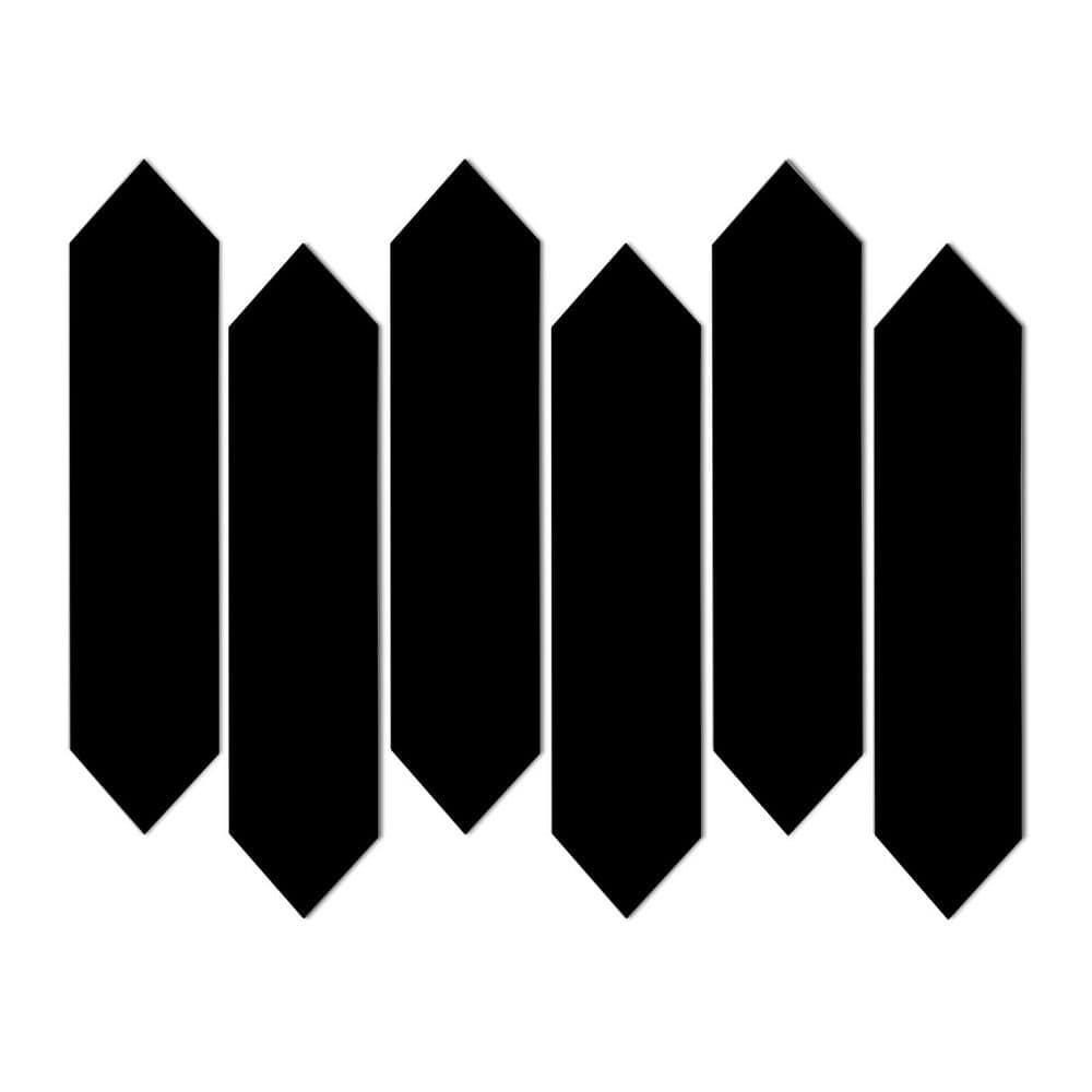 sunwings Picket 13 in. x 2.87 in. Black Peel and Stick Backsplash Stone