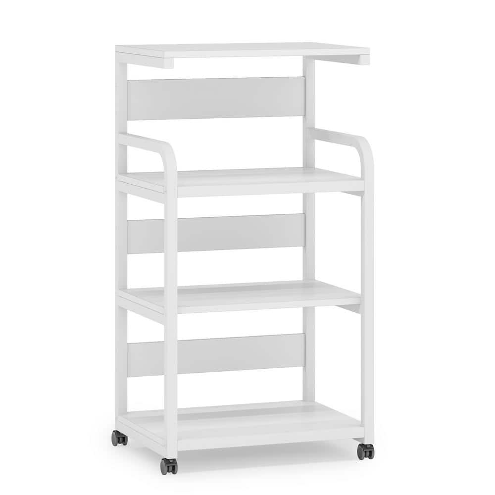 BYBLIGHT Atencio White Mobile Printer Stand with Storage Shelves, Large