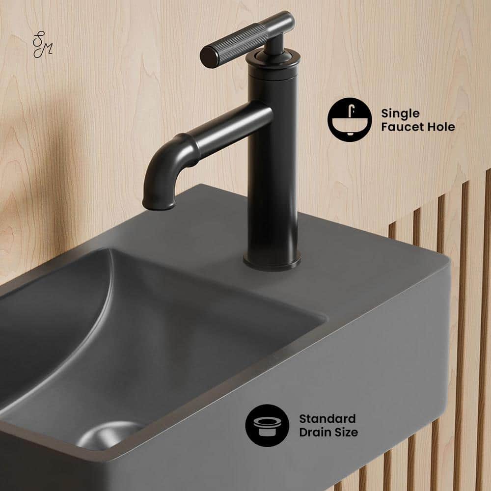 Lisse 17.5" Dark Grey Ceramic Wall-Mount Vessel Sink