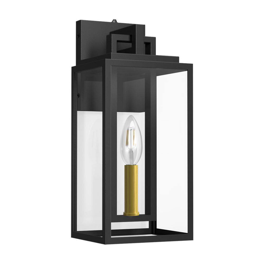 14 in. Black and Gold 1-Light Dusk to Dawn Outdoor Metal Exterior Garage Front Porch Wall Light Sconces Lighting Fixture price history on PriceWatchPro