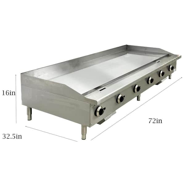 NSF 72 in. Heavy Duty Commercial Gas Griddle 6-Burner with 180,000 BTU in Stainless Steel