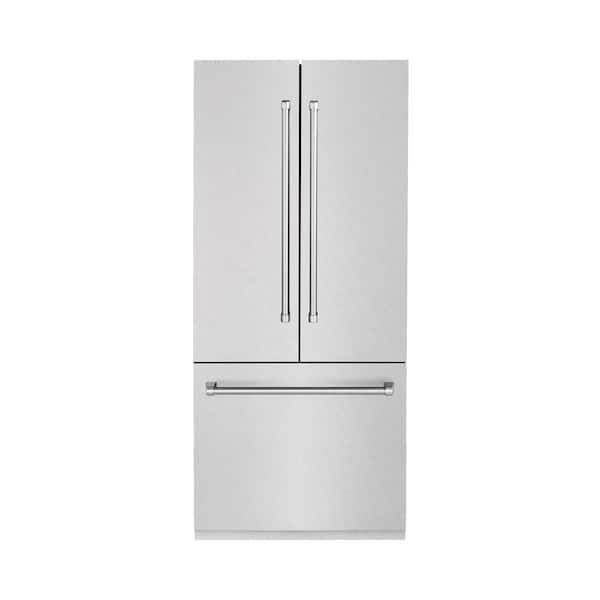 36 in. 19.6 cu. ft. French Door Built-In Refrigerator with Water Dispenser and Ice Maker in Satin Stainless Steel