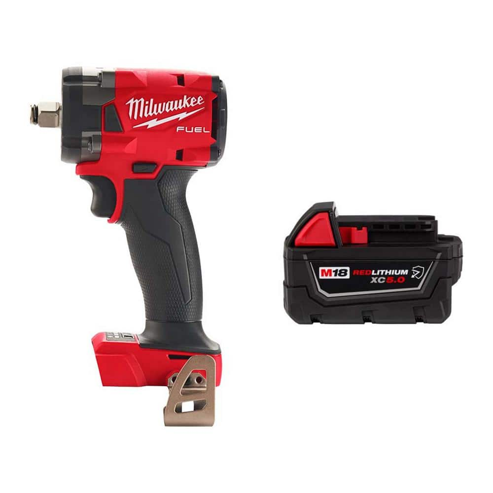 Milwaukee M18 FUEL GEN 3 18V Lithium Ion Brushless Cordless 1 2 in. CP Impact Wrench w Friction Ring w 5.0 ah Resistant Battery 2855 20 48 11 1850R The Home Depot