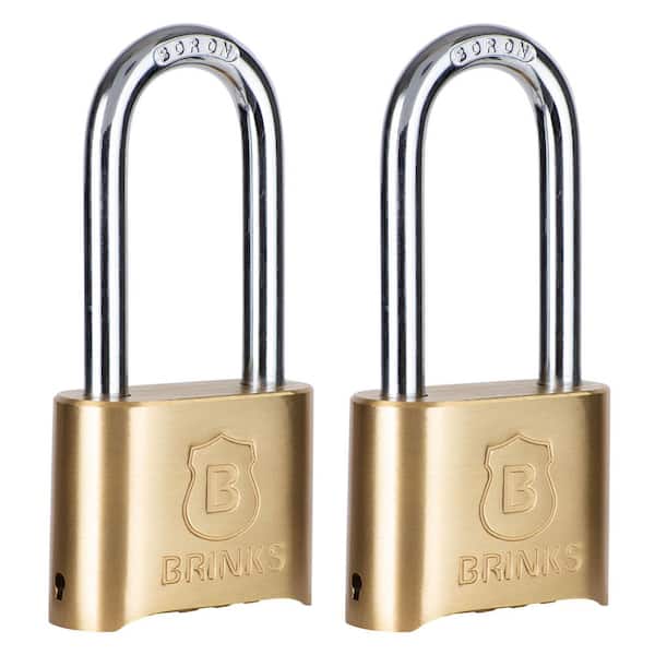 2-in. (50 mm) Solid Brass Body Resettable 4-Dial Combination Padlock, 2-1/2 in. Shackle, 2-Pack