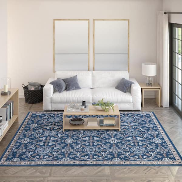 Hampton Brocade Navy 5 ft. x 7 ft. Indoor Area Rug