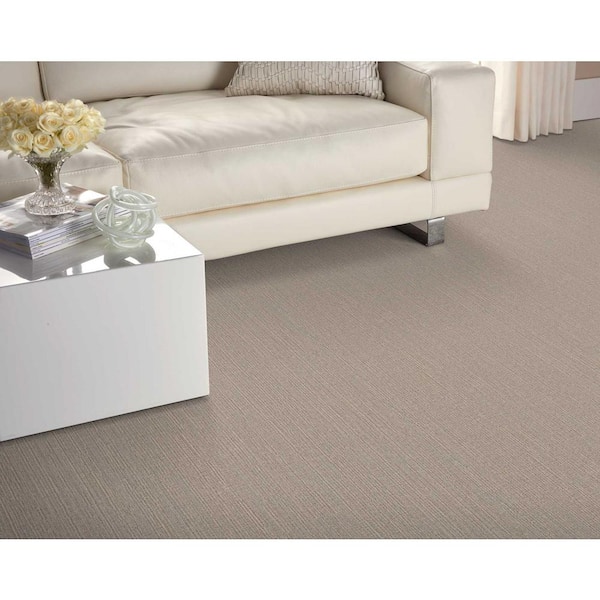 Modish Outlines Dove Gray 13.2 ft. 32.44 oz. Wool Loop Installed Carpet