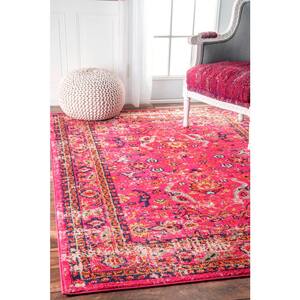 Anabel Distressed Floral Pink 5 ft. x 8 ft. Area Rug
