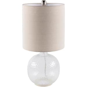 Suzaka 21 in. Clear Indoor Table Lamp with Beige Drum Shaped Shade