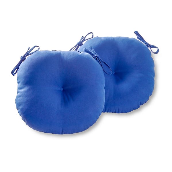 Greendale Home Fashions Solid Marine 15 in. Round Outdoor Seat Cushion (2-Pack)