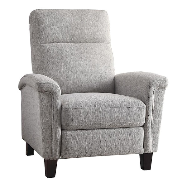Lazzara Aragon Light Gray Textured Fabric Upholstered Push Back Recliner