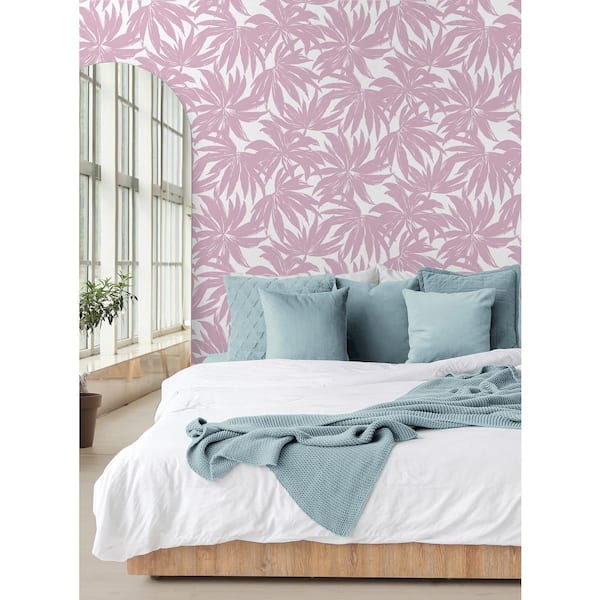 Mauve Palma Unpasted Nonwoven Paper Wallpaper Roll 56 sq. ft.