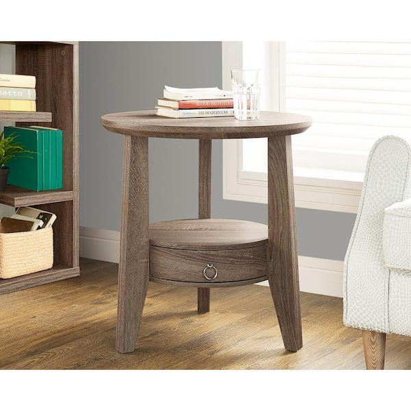 Monarch Specialties Dark taupe Storage End Table