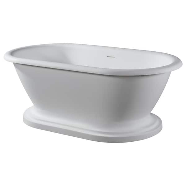 Barclay Products Winston 70 in. Stone Resin Flatbottom Oval Bathtub in Glossy White