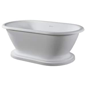 Winston 70 in. Stone Resin Flatbottom Oval Bathtub in Matte White