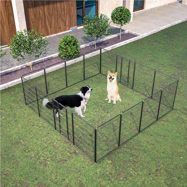 Unbranded 164 W x 40 H Metal Garden Fence Heavy Duty Dog Pens  Outdoor Dog Fence Dog Playpen for Large Dogs QDXFL46