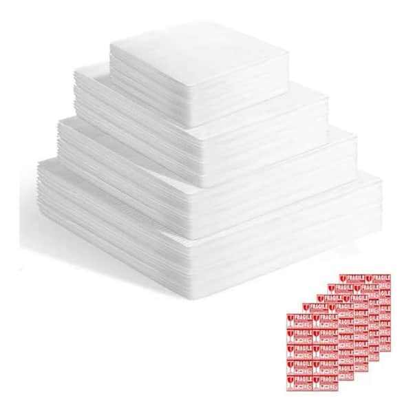 Packing Foam Pouches Kit 4 Sizes Cushion Foam Pouch with Fragile Label Sheet for Dish Plate Glasses Cup Transport