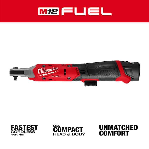 M12 FUEL 12V Lithium-Ion Compact 1/4 in. Cordless Ratchet Kit with Battery, Charger, & 5. 0Ah Battery